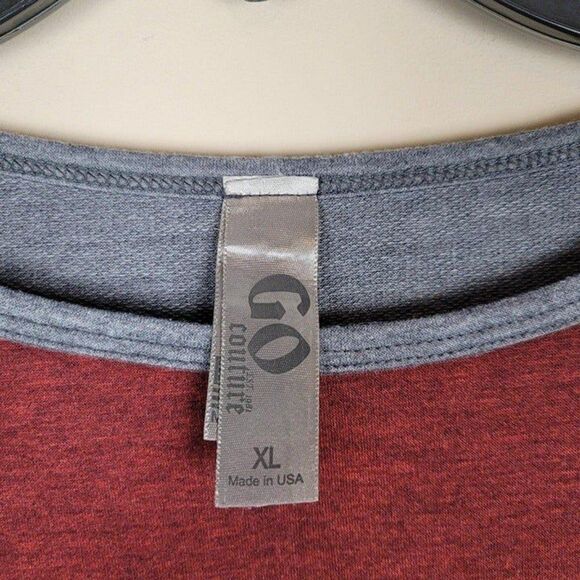 Go Couture Size XL Colorblock Top Long Sleeve Gray Green Red Black - Picture 12 of 12